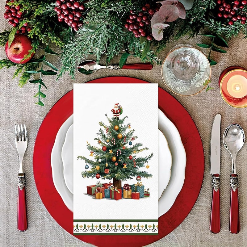 IANFEPH 100 Pcs Christmas Paper Napkin 3 Ply Disposable Bathroom Guest Hand Towels Xmas Tree Decorative Dinner Napkins for Winter Holiday Kitchen Wedding Birthday Party - Image 2